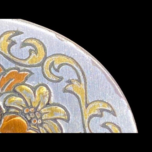 Vintage Reed & Barton damascene rose floral vine pendant marked - Picture 4 of 5